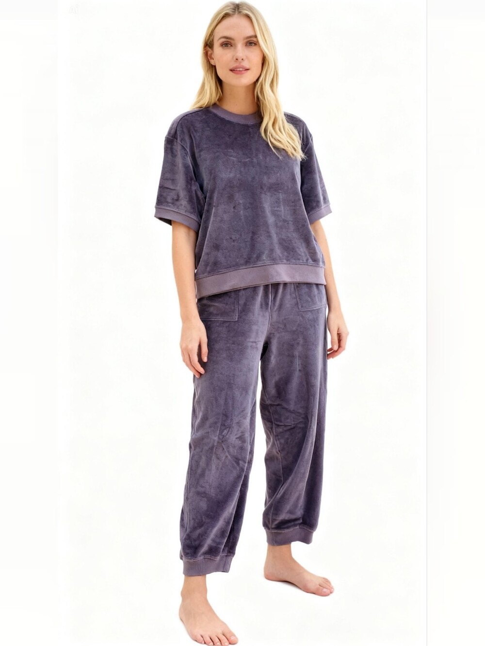 PACT Organic Cotton Velour Top And Pants Set Size L